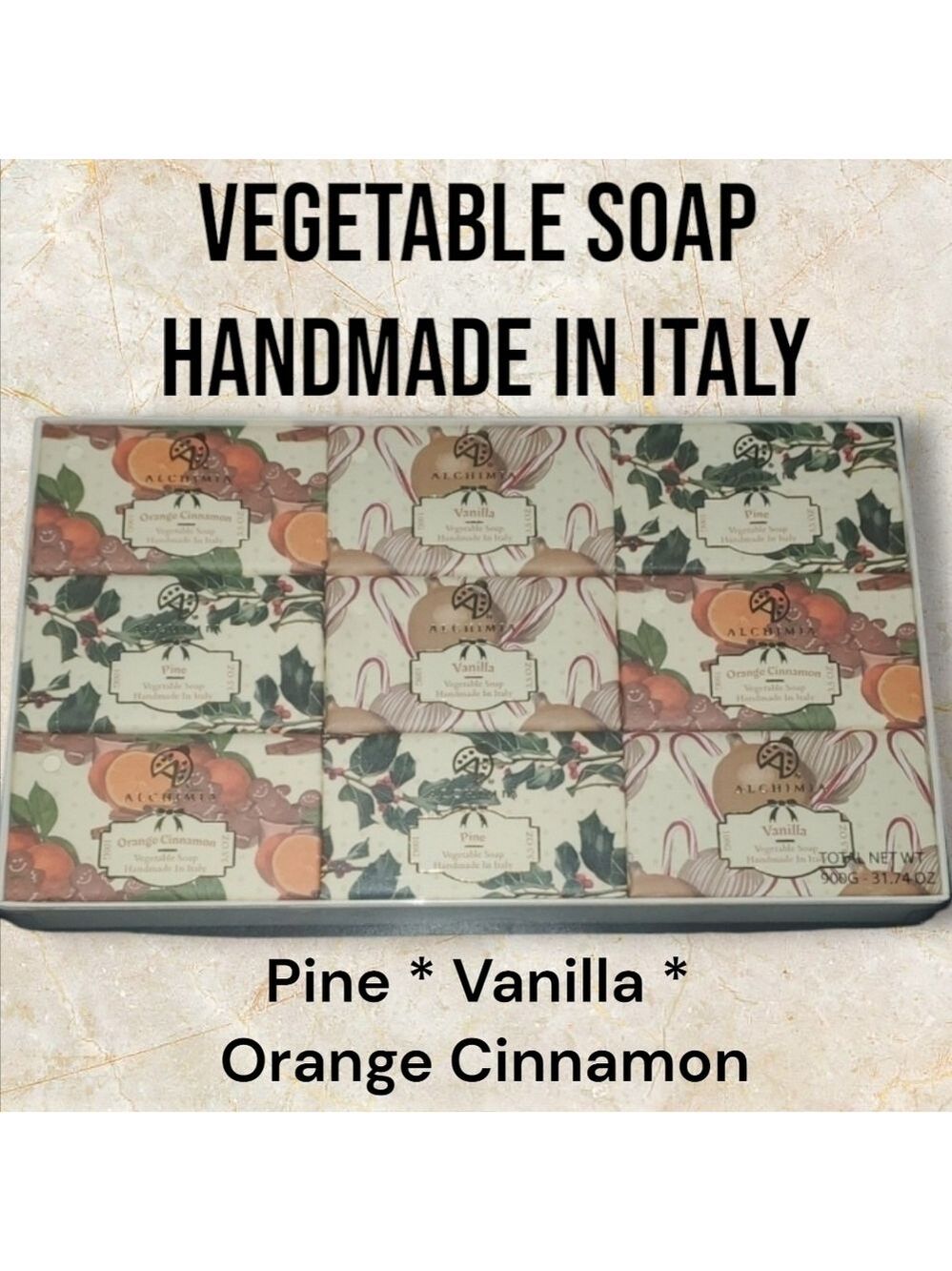 Alchimia soap bath & body size 9 bars x 3.50 ounces each vegetable soap fragrant